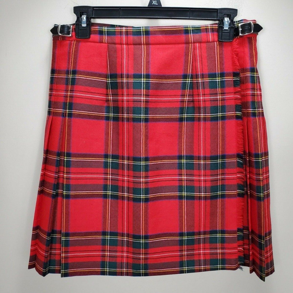 スカート made in IRELAND O'NEIL OF DUBLIN skirtbv O'neil of Dublin Made in Ireland red plaid pleats fringe