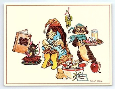 Cat Dog Mouse The Night Before Christmas By Robert Jones Greeting Card