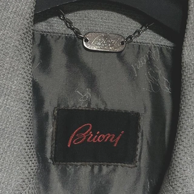 Abrigo Brioni Cachemir, Algodón, Cachemira y Cuero, Gris, Para Hombre, Talla S Foto 3 de 4