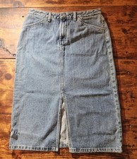 TOMMY HILFIGER Women Sz 10 Locker Loop Slim Painter Skirt Blue Denim 100 Cotton