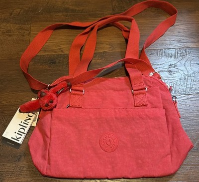 Kipling Purse Felicity Crossbody Shoulder Bag Berry Red Monkey Charm NWT ($124)