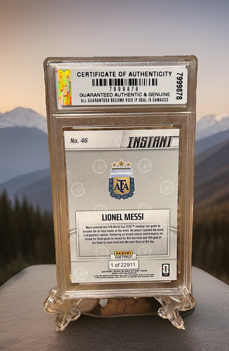 GRADED GEMMT 10 Lionel Messi 2026 Hat Trick Panini Instant World Cup #46. COA! view 5