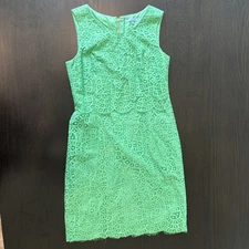 Antonio Melani Green Sleeveless Dress Size 6 Fitted Cotton Blend Textured