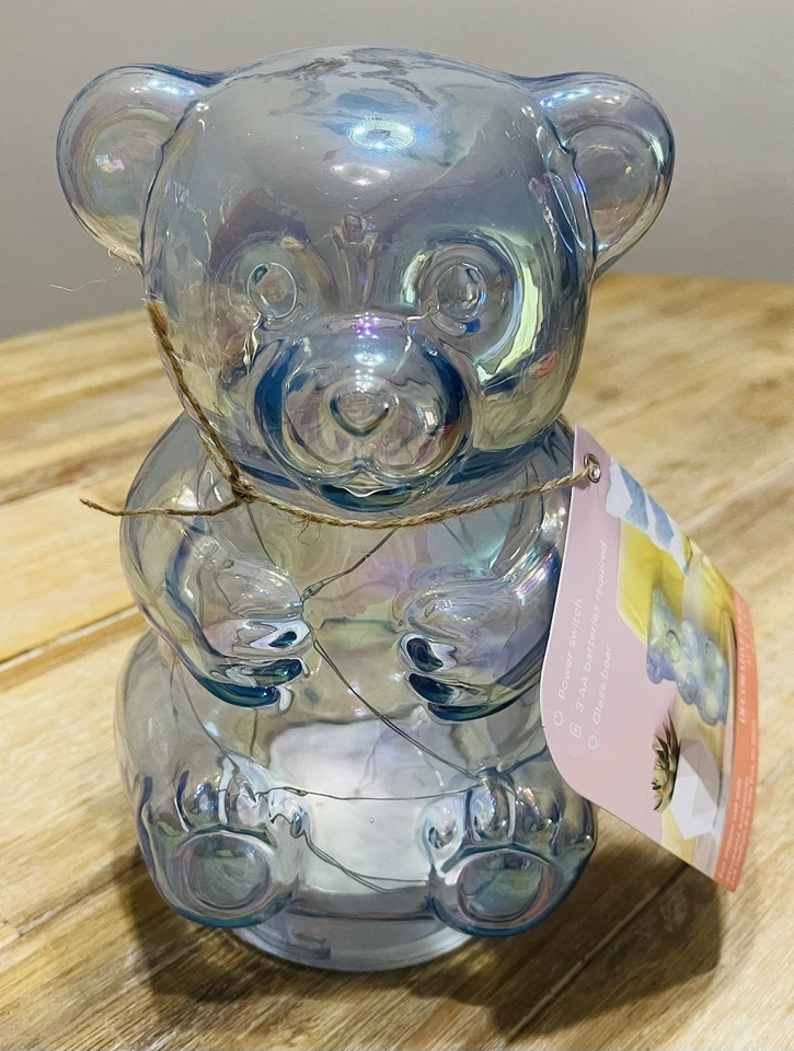 NEW Adorable Iridescent Blue Gummy Bear Glass LED Light~3 AA Batteries Included - Image 2 of 4