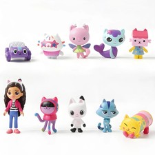 NEW 10pcs Gabby Dollhouse Anime Figure Toy Smiling Car Cat Hug Gaby Girl Dolls