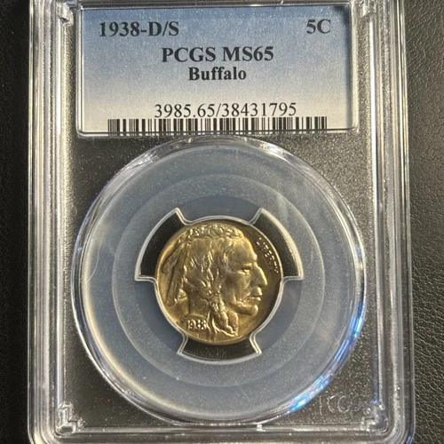 1938-D/S BUFFALO NICKEL - PCGS MS-65