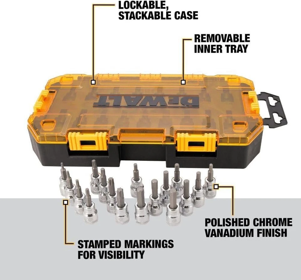 DEWALT 17Pc Drive Bit Socket Set 3/8" SAE Metric DWMT73806 - Image 2 of 3