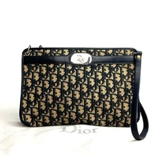 Christian Dior Shoulder Bag Trotter Canvas Leather Navy Vintage Authentic