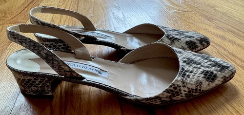 MBT Manolo Blahnik Aspro slingback pitone bloch tacco 38