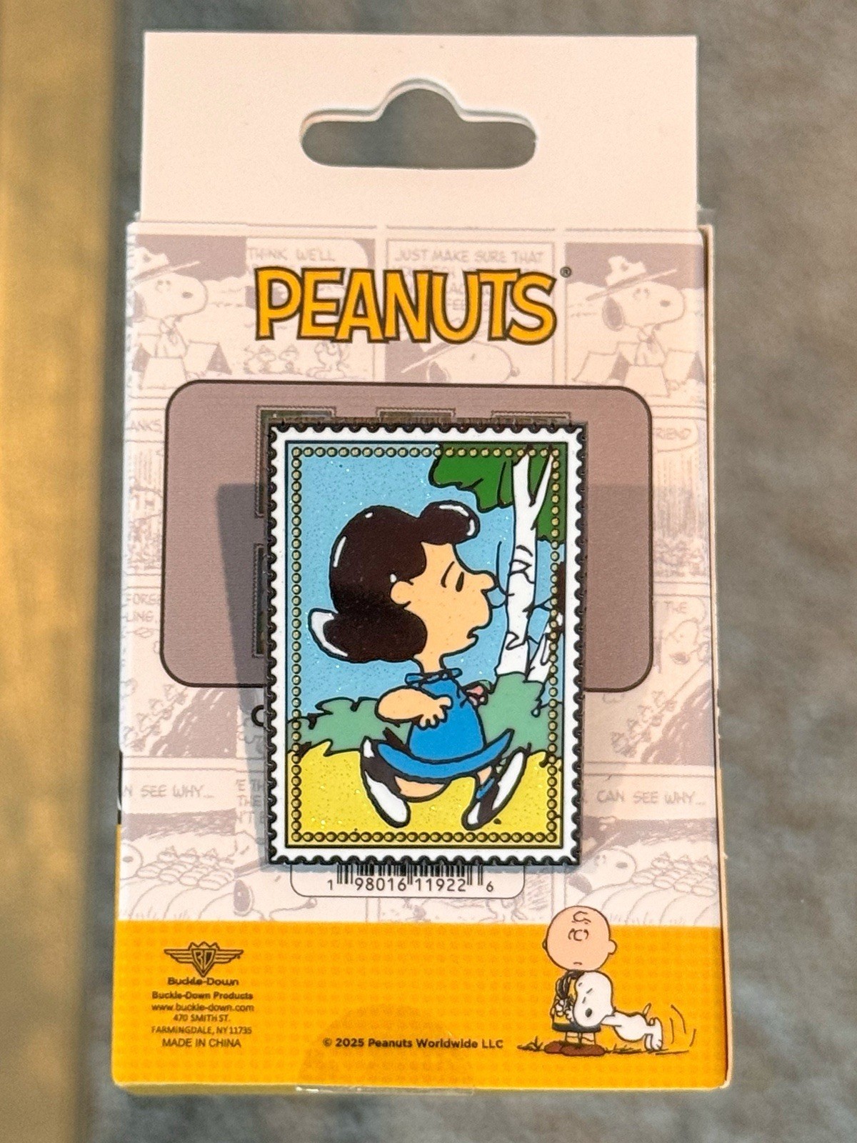 Peanuts Glitter Stamps Mystery Blind Box Pin - Lucy - NEW