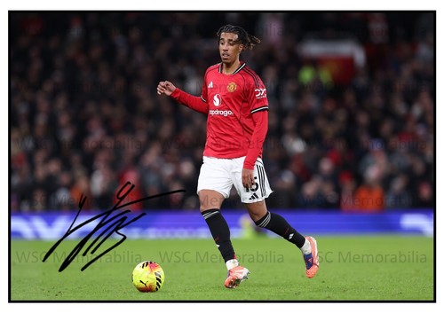 12056. Leny Yoro Signed Pictures (A4 Prints) Manchester United Lille