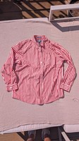 Lands End Red Stripe Shirt Large Petite Long Sleeve Non Iron Cotton New RRP40