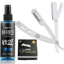 The Shave Factory Straight Edge Razor Kit (Steel Razor/Barber No22 50ml Cologne
