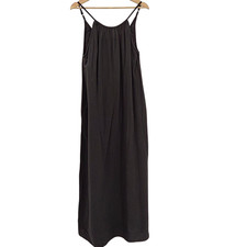 Quince 100% Organic Cotton Gauze Sleeveless Maxi Dress Black Basic Sleeved M