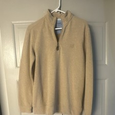 Chaps Mens 1/4 Zip Mock Neck Sweatshirt Beige...