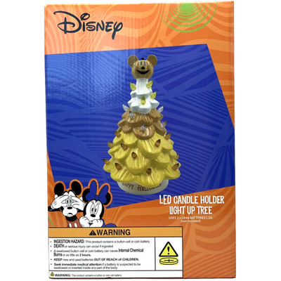 Disney Mickey Mouse 12  Light Up Ceramic Halloween Tree Candy Corn Pumpkin