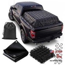 4 in 1 Cargo Net for Pickup Truck Bed 4'x4' Stretches 8'x8' with Black