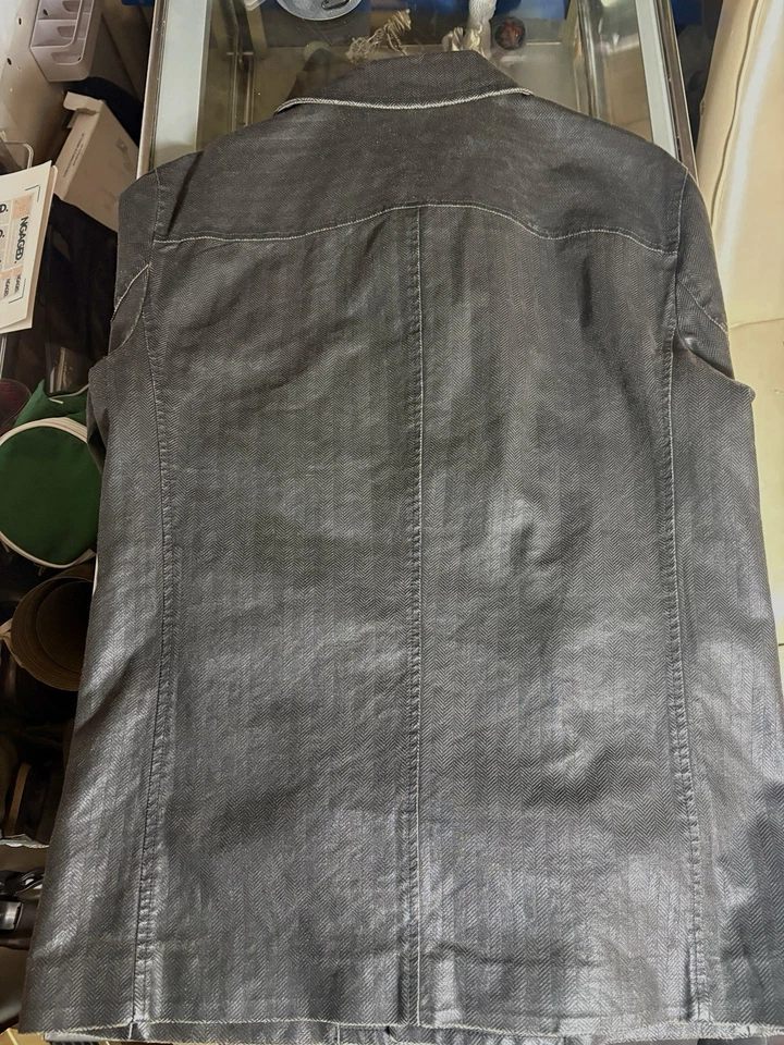 Armani Exchange Black Leather Button Up Jacket Medium - Image 3 of 4