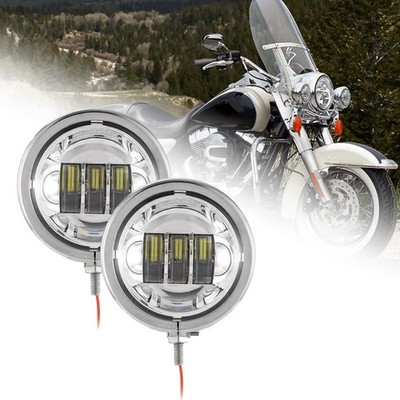 Paar Chrom 4.5'' LED Nebelscheinwerfer Zusatzscheinwerfer Tagfahrlicht Für Harley
