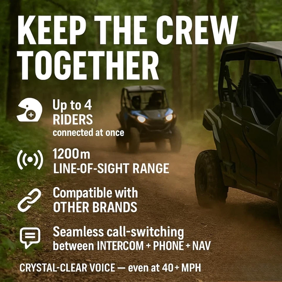 2x Midland BTR1 Advanced Motorcycle Bluetooth Headsets - 4-Rider Intercom System - Image 4 of 4