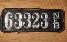 RARE EARLY 1900'S NEBRASKA LEATHER LICENSE PLATE