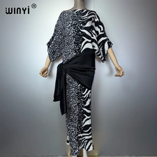 Africa Pleated Slim Dress Elastic Boho Beach Cover up Holiday Kaftan Abaya Dubai