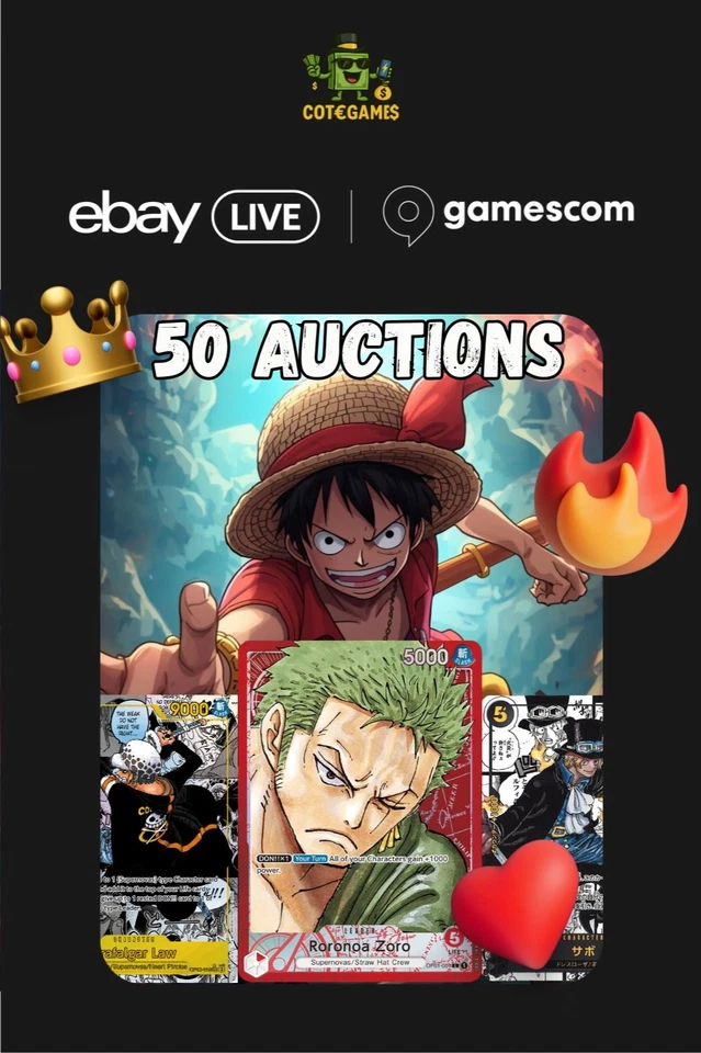 Live from GAMESCOM 🏴‍☠️ ONE PIECE TCG 🏴‍☠️ 50+ AUCTIONS 🔨 [HIGH END] 