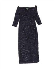RALPH LAUREN Womens Off Shoulder Dress US 4 Small Navy Blue Floral BS06
