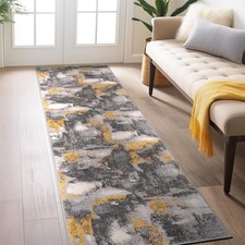 Rugshop Brighton Modern Abstract Stain Resistant Soft Runner Rug 2' x 7' Yellow