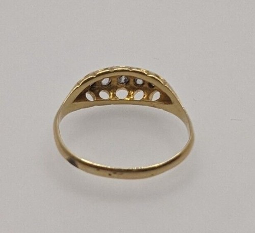 Antique 18ct Yellow Gold Ring Year 1938 Diamond 5-Stone Diamond UK Ring Size N - 第 4/6 張圖片
