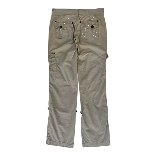 BKE Womens 25 0 SAM Convertible Cargo Pants Paint Splatter Cotton BEIGE SSL8800P - Picture 8 of 18