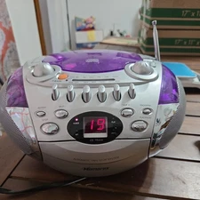 Memorex Portable AM/FM CD Cassette Boom Box Stereo Clear Purple Model MP3126PUR
