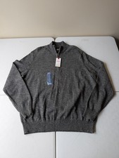 IZOD Saltwater Fieldhouse 1/4 Zip Sweater Mens Size XL Gray Long Sleeve NWT NEW