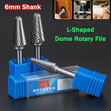 6mm Shank L-Shaped Dome Rotary File Burrs Cutter Grinding Mliing Carving Bits