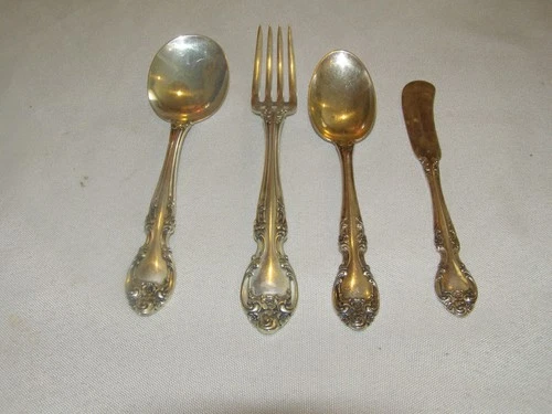 Gorham Melrose Sterling Lot of 4 pcs - Fork - Butter Knife - Spoon & Soup Spoon