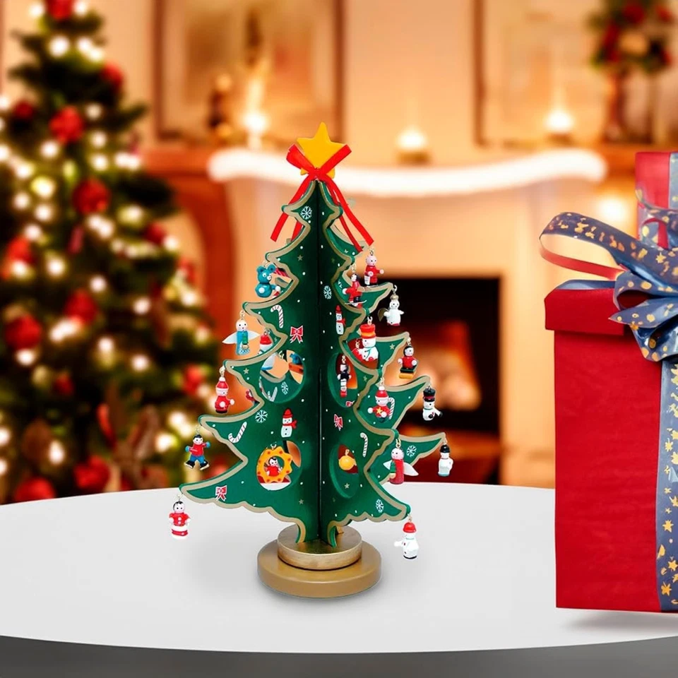 Kurt Adler Wooden Advent Christmas Tree with 24 Ornaments - Image 3 of 3