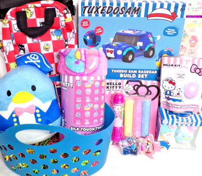 NEW TUXEDOSAM TOY GIFT BASKET SQUISHMALLOWS HELLO KITTY EASTER TOYS PLAY SET