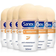Sanex Derma Care Sensitive 48-Hour Antiperspirant Roll-On Deodorant 6x50ml
