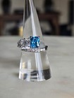 Bomb Party Og Ring Rbp8628 Size 8 "Casual Beauty" Blue Topaz Cz Rhodium