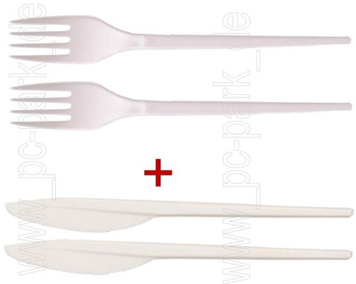 2in1] 400x Gabel + Messer Besteck | Picknick | Party Wiederverwendbar