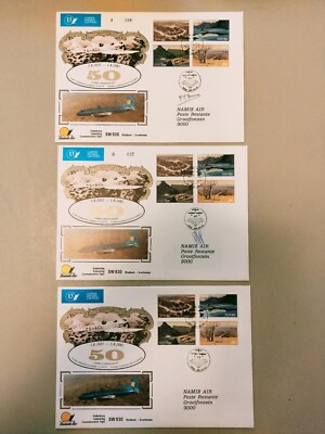 SWA/Namib Air Lot of 3  (2 Signed) 50 Years Scheduled Flights Dated 1.8.1981