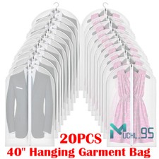 20  Clear Suit Cover Dust-proof Hanging Garment Storage Bag Dress Clothes Coat