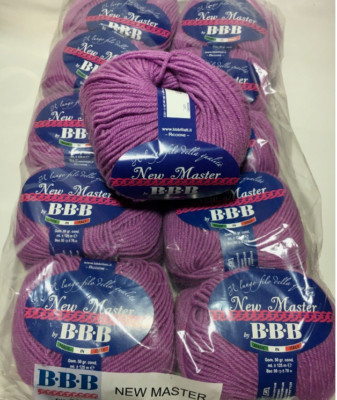 10xWolle BBB New Master -Col.8997 VIOLETTO- 80%Merino 20%Acryl -Made In Italy