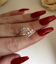 Luxus Damenring aus 585RG Roségold mit funkelnden Diamant-Zirkon Steinen