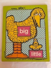 Vintage 1973 Playskool Wood Puzzle Big Bird Little Bird Sesame Street USA
