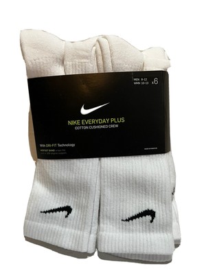 Nike Everyday Plus Cushion Crew Socks White 6 Pack Size 8-12 Mens NEW SX6897-100 | eBay