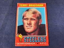 X3-8 FOOTBALL CARD - TERRY BRADSHAW STEELERS ROOKIE - 1971 TOPPS - CARD #156. rookie card picture