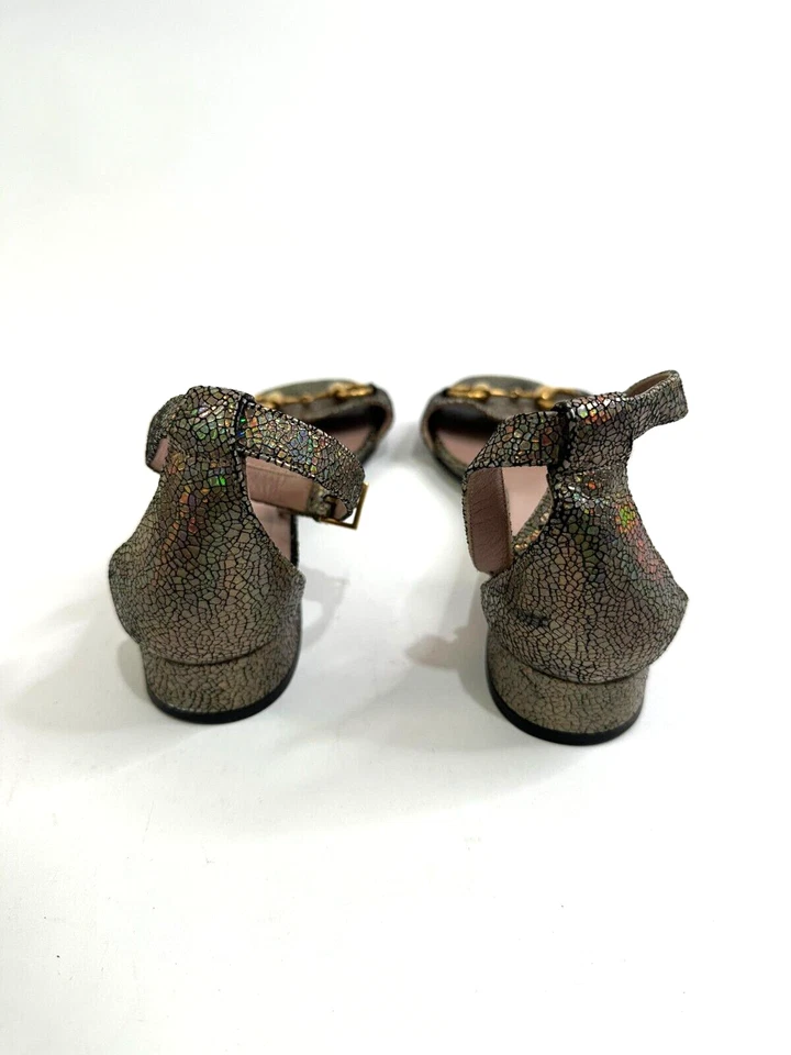 Gucci Multicolor Textured Leather Liliane Horsebit Ankle Cuff Flat Sandals SZ 35 - Image 3 of 4