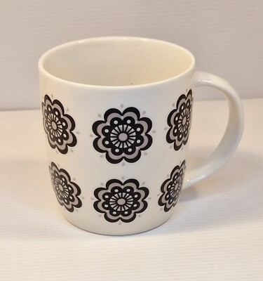 Alex Liddy Black Circular Floral Coffee Tea Mug Cup 300ml Elegant Design |  eBay Australia