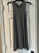 Madewell Tank Dress XXS Gray Black Striped Sleeveless Stretchy Summer Travel Fun